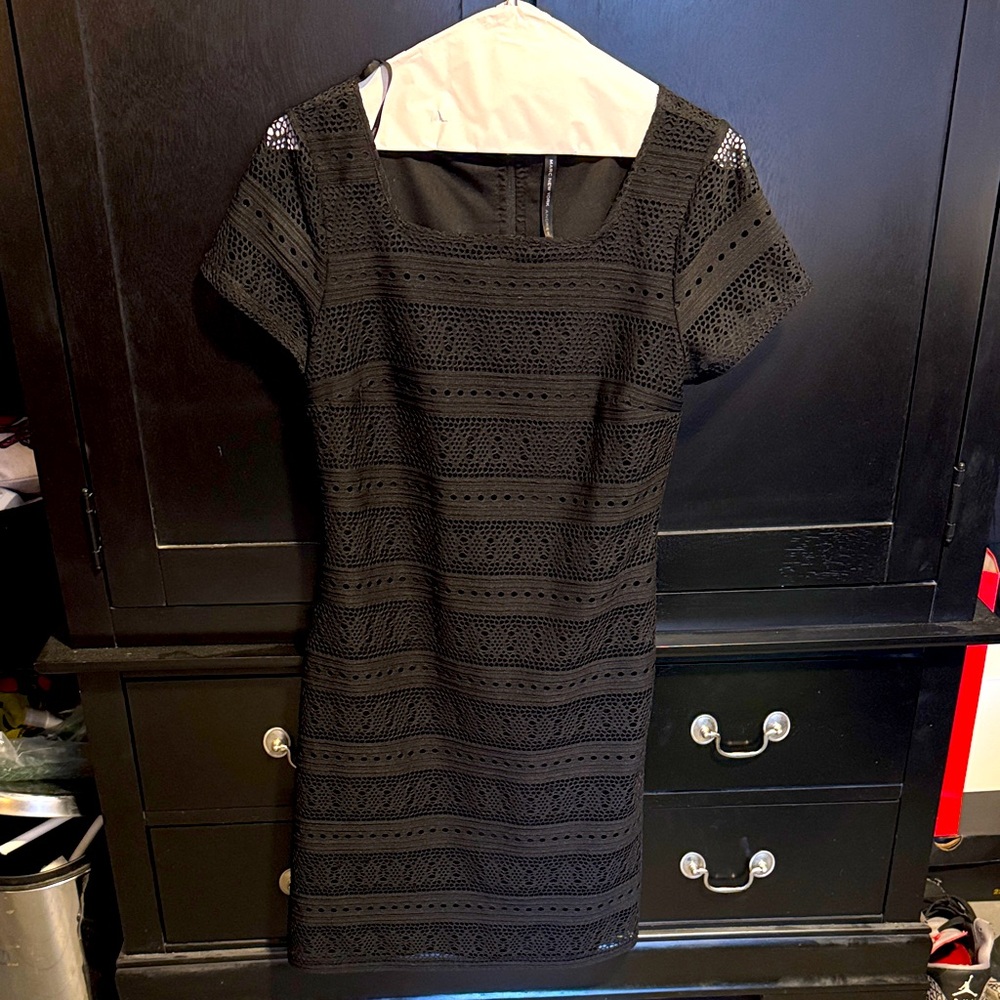 Andrew Marc Black Textured Mini Dress
